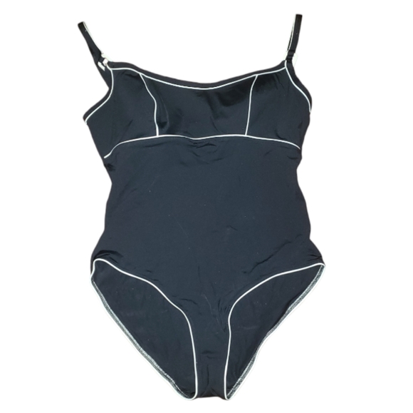 Huit Plage Minimalist Black White Trim One Piece Bathing Suit 36/L C - Picture 1 of 17